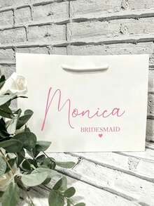 1pc Customized Bride Bridesmaid Groomsman Wedding Gift Bag, Personalized Paper Reusable Wedding Party Candy Bag, Multi-Functional, Decorative, Reusable, Exquisite, Fashionable, Colorful, Modern, Customized, Personalized, Unique, Ideal Men's Gift - Multicolor - View 4
