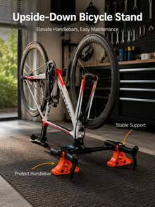 2/1pc Bicycle Inverted Repair Stand, Portable Bicycle Handlebar Support Rack, Non-Slip Bicycle Maintenance Tool, Suitable For Mountain Bikes And Road Bikes, Stable Support For Cleaning, Repair, Adjusting Derailleur And Brakes - Multicolor - View 3
