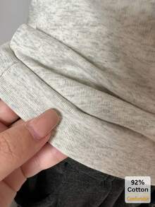 Kaos Lengan Panjang Wanita Warna Abu-abu, Atasan Katun Slim Fit Kerah Bulat untuk Lapisan Dalam, Pakaian Dalam Kasual Gaya Jepang untuk Musim Gugur - Abu-abu - View 4
