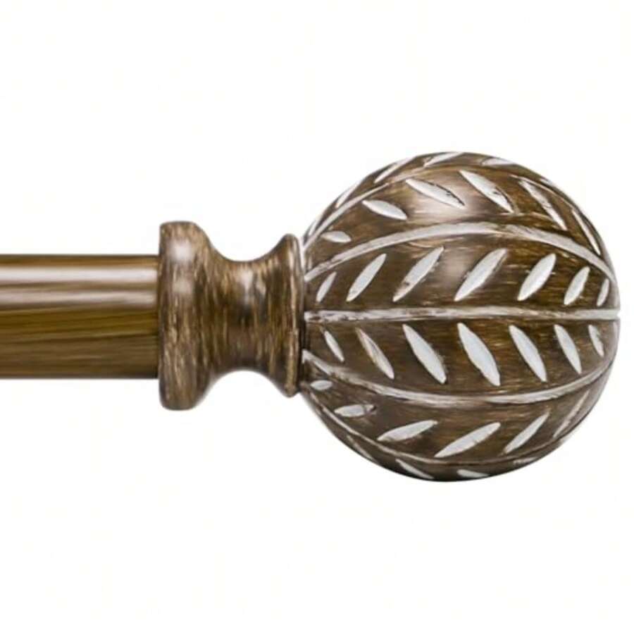 Wood Curtain Rod, Heavy Duty Adjustable, Fits 66-120" Windows - Wood Grain - View 1