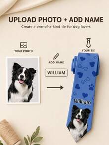 Customized Photos And Name Ties, Personalized Pet Photo Ties For Men, Gifts For Father's Day, Birthday, Wedding, Office Attire And Daily Wear. - Multicolor - View 7