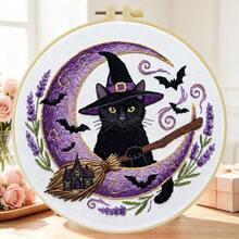 1 buah ukuran 15*15cm/5.9*5.9in dan 20*20cm/7.9*7.9in, Kit Bordir Kucing Hitam, Set Bordir Buatan Tangan DIY untuk Pemula Dewasa, Hadiah Rumah, Hadiah Menjahit Wanita, Termasuk Panduan Pengguna, Kain Pola Cetak, Bingkai Bordir, Jarum dan Benang. - Kucing Hitam - View 11