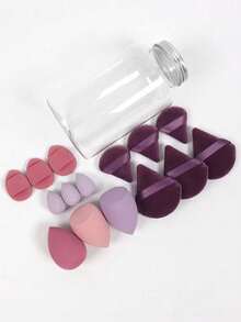 Random 5-Piece Makeup Sponge Set With Random Packaging Bottle And Bag, Complete Makeup Tool Set Including 3 Regular Makeup Sponges, 3 Mini Makeup Sponges, 3 Powder Puffs, 3 Mini Powder Puffs, And 3 Mini Finger Cushion Powder Puffs, Suitable For Foundation, Concealer, Loose Powder And Other Base Makeup Products For Flawless Long-Lasting Makeup, Multi-Color Latex-Free Makeup Sponges, Dry And Wet Use, Also As A Dedicated Application Tool For Creamy Foundation - Multicolor - View 3