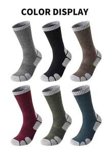 1/3 Pairs Men's Wool Socks, Terry Socks, Sports Socks, Anti-Slip, Warm, Soft, Shock-Absorbing, Anti-Friction, Durable - Multicolor - View 3