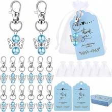 60pcs Baby Shower Favor Angel Keychain Bulk Thank You Tags Baby Girl Shower Favors Guest Return Baptism Gifts - Multicolor - View 2