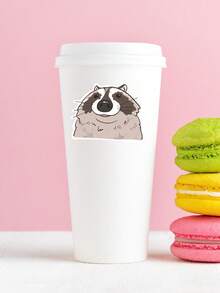 1pc Cute Raccoon Animal Sticker, "Trash Panda" Decal For Phone Case & Journal, Funny Wildlife Stationery Decor - Multicolor - View 7
