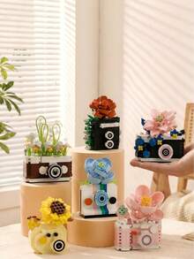 DIY Flower Camera Micro Particle Building Blocks Toy, Creative Desktop Decor Assembly Blocks, Holiday Gift For Adults And Children, Suitable For Kids 6 Years Old And Above - Flower Camera - View 4