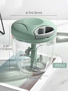 Manual Garlic Press With 5 Blades, 900ml Capacity, 500ml Garlic Grinder, Manual Meat Mincer, Household Rope-Style Vegetable Chopper, Garlic Paste Kitchen Accessory, Pink - Multicolor - View 4