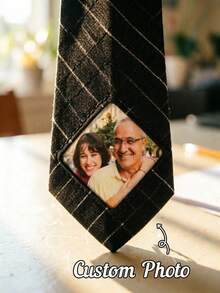 Customizable Photo Tie Stickers, Creative Decorative Patches, Tie Accessories, Suitable For Wedding And Party Decoration, Memorial Gift For Dad, Grandpa, Groom's Father, Couples, Father's Day Gift - Multicolor - View 3