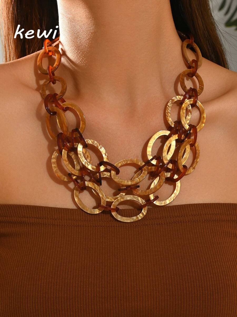 Minimalist Layered Chain Necklace - Multicolor - View 1