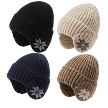 1pc Luxury Artistic Knitted Ribbed Winter Ear-Protective Beanie, Artistic Inspired Snowflake Pattern Decor, Vintage Exquisite Warm & Cold-Proof Hat, High-End Fashion Women's Head Accessory, Suitable For Daily Cold Weather Wear - Multiple Styles - View 7