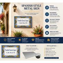 1pc Customized Mediterranean Style Metal Door Sign - 30x20cm, Spanish Style Design, Personalized Address Plate, Outdoor Entrance Sign, Home Decor, Exterior Decoration - Multicolor - View 2