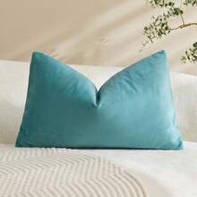 1pc/2pcs Velvet Solid Color Decorative Pillow Cover (Pillow Insert Not Included), Square Cushion Slip, Holiday Home Decor Pillow, Soft Comfortable Fabric, Modern Sofa Decoration, For Home, Bedroom, Dorm Use - Blue - View 13