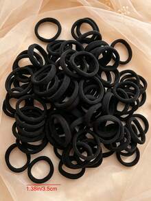 50/100/150/200 Pcs Girls Classic Black Hair Ties, Basic Elastic Seamless Hair Rope Ponytial Holders Hair Accessory For Daily Use - Black - View 6