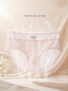 Mystèrelle Set 4 quần lót nữ họa tiết lưới viền bèo nhiều màu - Nhiều màu - Xem 4