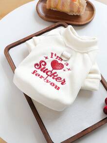1pc Pet Clothes Dog Cat Apparel Small Dog Puppy Cute Spring Autumn Comfortable Sweatshirt Series Heart-Throb Valentine's Day Sweatshirt - White - View 3