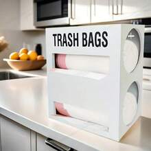 [Modern Wooden Storage Box] Double-Layer Large Wooden Trash Bag Storage Box, Modern Wall-Mounted Kitchen Storage Solution, Suitable For Trash Bags, Tissue Boxes And More - Ideal For Home And Bathroom Use - Multicolor - View 6