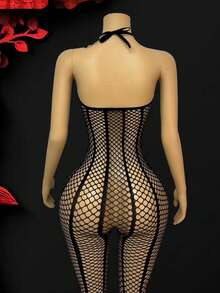 Ladies Sexy Lingerie Women Hollow Out Tight Hot Pantyhose Mesh Bodysuit Stockings Perspective Sexy Long Socks - Black - View 1