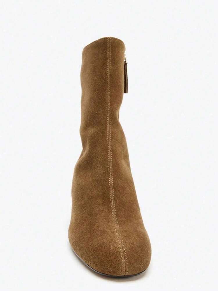 2025 Autumn/Winter Versatile Maillard Thick Heel Boots Women's Sexy High Heel Boots Vintage Elastic Ankle Boots - Khaki - View 5