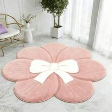 1pc French Sweet Petal Bow Rug, Pink Petals, Large Center Bow, Petal Texture Embossed, Room Atmosphere Enhanced, Hand-Cut With 1-5cm Error, Beautiful And Healing Decorative Rug, Bedroom Decor, Small Rug, Rug, Home Decor, Living Room Rug, Bedroom Rug, Outdoor Rug, Washable Rug - Multicolor - View 3