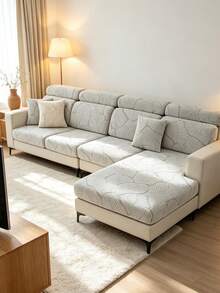 1pc Elastic Sofa Cushion Cover Backrest Cover Sofa Protector Easy To Remove And Wash Suitable For All Seasons Living Room Decor,Sofa Cover,Sofa Covers, Sofa Cover L Shape, Sofa Cover 3 Seater, Large Cushion Covers, Large Cushion Cover, Sofa, Throws For Sofa - Light Grey - View 2