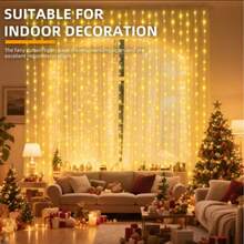 1 Pack LED Curtain Lights, USB Powered Hanging Window Lights With Remote Control, Connecting Fairy Lights, For Bedroom Decor, Outdoor Decoration, Indoor Decor, Party Supplies, Party Decorations, Holiday Hanging (Batteries Not Included), - USB Curtain Lights - View 6