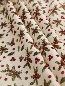 1pc Christmas Printed Fabric, Floral Pattern, Handmade Holiday Party Decoration, Background Cloth, Clothing, Bedding, Tablecloth, 19.68/36/108/180 Inches Long, 150cm Wide, DIY Sewing Supplies, Home Decor Fabric - Multicolor - View 4