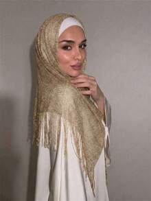 1pc Summer Beach New Jazz Dance Street Dance Waist Chain Hip Scarf Accessory, Sequin Triangle Scarf Tassel Chain Hip Scarf Accessory, Sequin - Gold - View 4