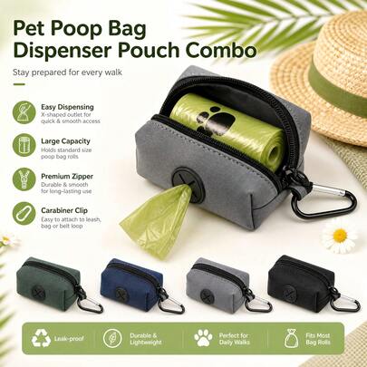 1pc Halloween & Christmas Pet Waste Bag Dispenser Set, Portable Dog Poop Bag Holder With Clip And 3 Rolls Of Waste Bags, Holiday Outdoor Pet Walking Cleaning Bag Organizer For Cats & Dogs