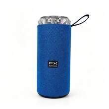 Parlante Bluetooth Portátil con Efectos de Luz RGB, Radio FM y Ranura para Micro SD, Bocina Recargable de Tela con Correa, Sonido Potente para Fiesta y Exterior - Azul - Ver 1