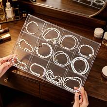 1pc Acrylic Transparent Divided Storage Box Desktop Organizer Box With Lid For Cosmetics Jewelry Storage - Multicolor - View 4