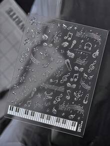 1件裝黑白音符美甲貼紙，可愛5D甜美風美甲飾品，美甲裝飾貼，手工美甲貼，美甲尖端貼，適合女孩與女性，最佳美甲用品，短甲美甲貼，夏季美甲尖端貼 - 彩色 - 查看 11