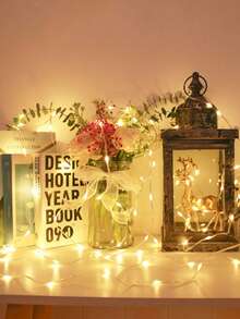 1pc Christmas Home Decoration Warm Light Plastic Copper Wire LED String Light, Battery Powered Fairy Light, Suitable For Outdoor Garden Decoration, Camping Decor, Wedding Party, Bedroom Curtain Decor String Light, Christmas Tree Decor String Light - Yellow - View 15