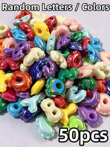 20/50pcs Random Style Acrylic Colorful Letter Beads, Includes 26 Creative English Letters (Upgraded Version), DIY Beading Accessories, Suitable For Making Bracelets, Necklaces, Keychains, Pet Collars And Other Jewelry - Multicolor - View 35
