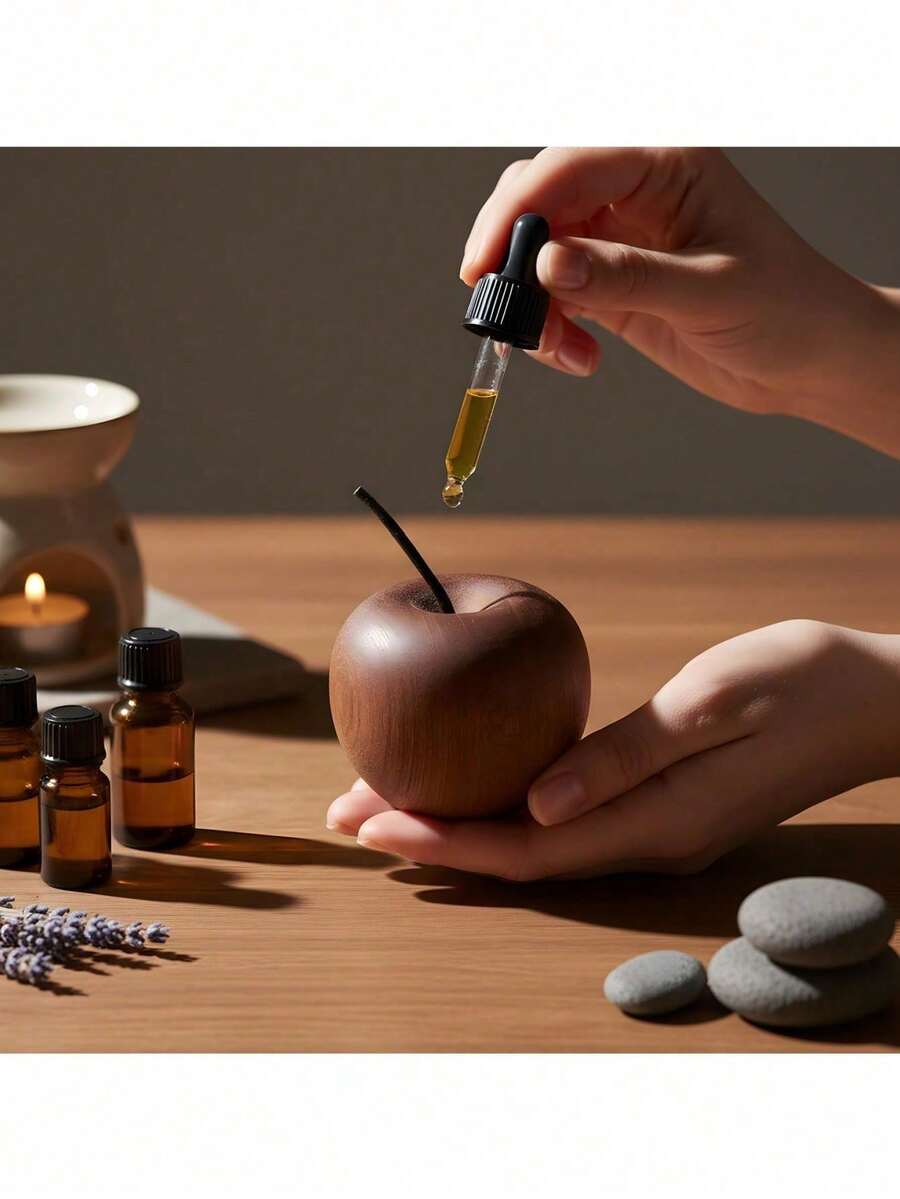 1 قطعة موزع عطري خشبي على شكل تفاحة، مناسب للسيارة والمنزل وديكور المكتب، هدية أو موزع زيت عطري من الخشب الطبيعي، ديكور حفلة هالوين، ديكور غرفة هالوين، لعبة ضغط، زفاف، أساسيات السكن الجامعي، ديكور الخريف
