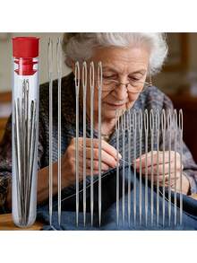 18pcs Multi-Function Large Hole Sewing Needle Set, Designed For Elderly, Extra Large Hole Needle Head, Suitable For Quilting, Fine Embroidery, Large Hole Embroidery And Cross Stitch, Ideal Choice For Embroidery - A - View 4