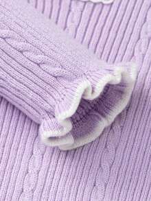 Balabala Baby Girls Knit Sweater Soft‑Touch Winter Knitted Base Layer Versatile Pullover For Little Young Girl - Purple - View 8