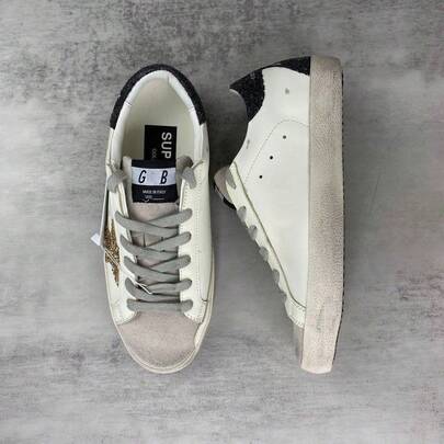 GGDB Old Dirty White Shoes Star Flat Casual Height-Increasing Oversized Skate Shoes Versatile Gold Star / Silver Star