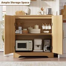 GOCAPTAIN Modern Rattan Sideboard Buffet Cabinet – 2 Woven Doors, Anti-Tip, Storage For Living Room, Dining Room, Kitchen, Coffee Bar, Wine Bar - Wood Color - View 5