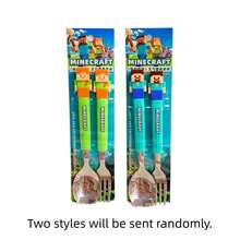 Minecraft 2pcs Standard Size Non-Slip Portable Reusable Set, Retro Pixel Game Character Pattern, Straight Handle Decorative Tableware, Back To School Daily Home Meals Travel Picnic Game Theme Party Supplies - Multicolor - View 11