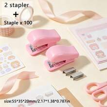 1 Set Cute Cartoon Mini Stapler Set With Staples, Portable Pocket Stapler For Student School Office Binding Stationery - Color Style Randomized - View 6