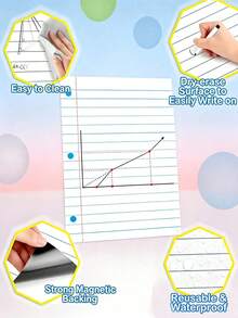 OBOVAY 1 Set/30pcs/1PC Magnetic Dry Erase Whiteboard Sticker, White Laminated Writing Surface With Blue Horizontal Lines And Red Vertical Lines Design, Magnetic Installation, No Drilling Required, Can Be Attached To Refrigerator, Metal Cabinet, Magnetic Whiteboard, Supports Repeated Writing And Erasing, Suitable For Teaching, Course Explanation, Homework Tutoring, Meeting Minutes, Work Plan, To-Do List, Schedule, Study Notes - Multiple Styles - View 10