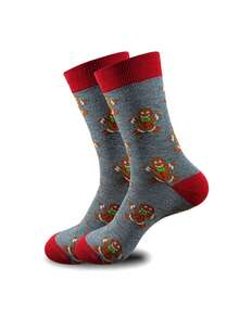 5 Pairs Men's Christmas Cartoon Print Mid-Calf Socks, Holiday Home Party Style - Multicolor - View 7