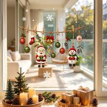 1pc Santa Claus, Snowman, And Reindeer Patterned Window Stickers, Double-Sided Visible PVC Electrostatic Adsorption Glass Stickers, Suitable For Restaurants, Shops, Living Rooms, Kitchens, And Home Decoration. - Multicolor - View 9