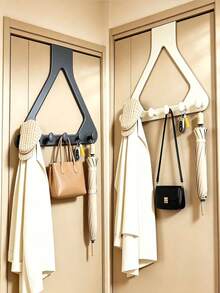 2pcs Upgraded Triangle Door Hooks, Over-The-Door Coat Rack, No-Drill Storage Shelf, Hanging Clothes Rack, Made Of Thickened ABS Plastic Material, 3 Colors Available, Suitable For Hanging Clothes, Bags, Keys, Hats, Bedroom, Bathroom, Kitchen And Closet, Wardrobe Storage Rack, Decorative Storage, Decorative Hanging, Home Decor, Dorm Storage, Storage, Halloween, Christmas, Housewarming Gift - Multiple Styles - View 9