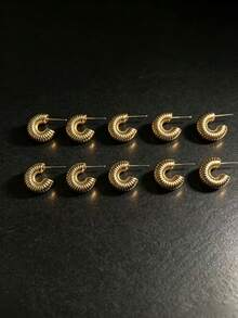 10pcs/Set Minimalist Fashion Stud Earrings, Unisex Versatile Personalized Earrings DIY Jewelry Accessories - C-type Thread - View 2