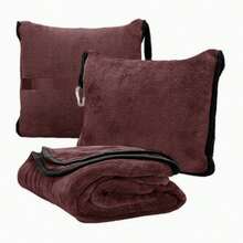 2-In-1 Travel Blanket & Neck Pillow, Soft Textured Foldable, With Luggage Strap And Backpack Clip For Easy Carrying, Suitable For Airplane, Car, Camping And Office Nap, Size 150x100cm, Multiple Colors, Perfect Travel Gift - Multicolor - View 20