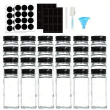 4pcs/8pcs/12pcs/18pcs/24pcs Seasoning Bottle Set, 4oz Square Seasoning Jars, Wooden Lid Jars, Kitchen BBQ Seasoning Bottles, Spice Rack Storage Box, Kitchen Tools, Kitchen Accessories (Sticker Content Needs To Be Filled In Yourself) - Multicolor - View 14