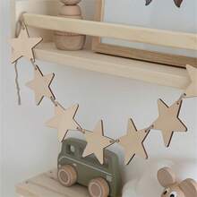 Nordic Style Wooden Star Garland Decoration, Suitable For Home Wall Or Birthday Party Decor. Made Of Solid Wood, Exquisite Pattern, Can Sway In The Wind When Hung, Creating A Dynamic And Beautiful Effect. - Star - View 3