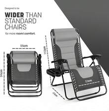 Gravity Chairs (2-Pack) Premium Heavy-Duty Outdoor Recliners With Luxe Two-Tone Design! Features Ultra-Padded Ergonomic Support, 5-Position Adjustable Backrest Independent Headrest, Built-In Cup Holder Phone Slot, And Smooth Rocking F - Charcoal - View 4